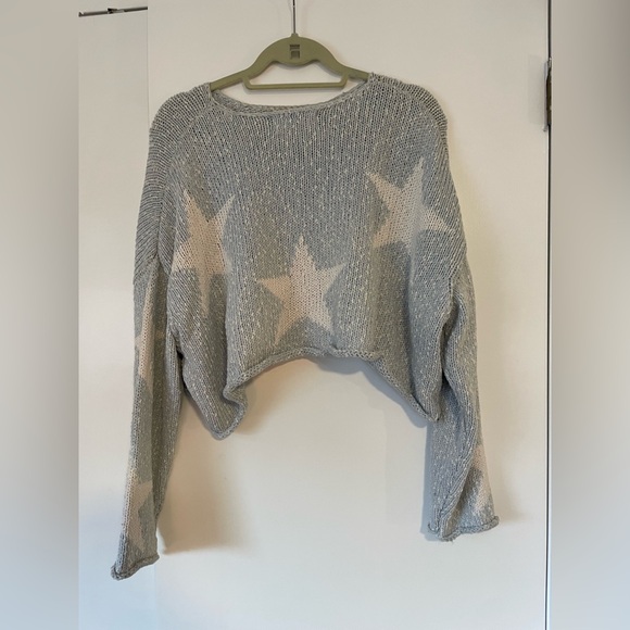 Wildfox Cropped Baby Blue Star Sweater Size S - Picture 2 of 4